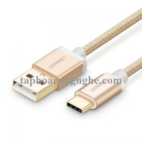 Ugreen 20859 0.5M màu Vàng Dây USB 2.0 sang Type-C đầu nhôm dây bọc vinyl US174 30020859